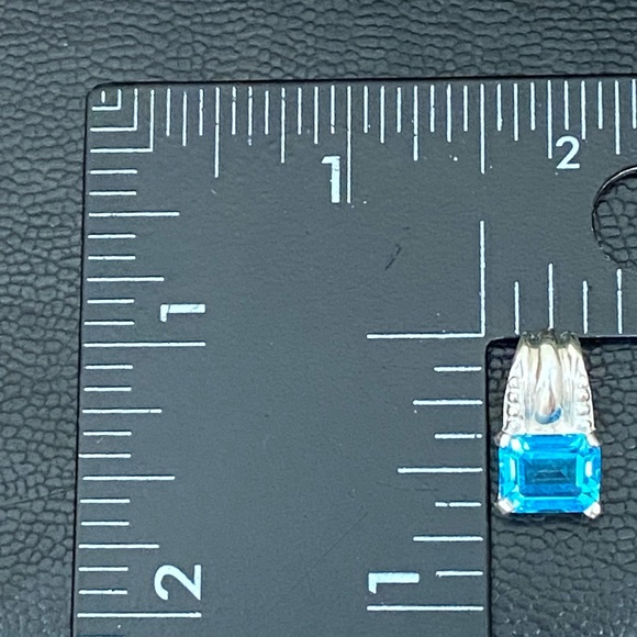 Sterling Silver SCBS 925 Emerald Cut Blue Topaz CZ Cubic Zirconia Pendant 2.9g - Picture 6 of 15